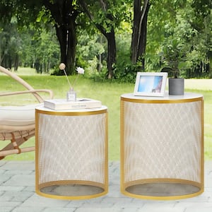 18.31 in. H x 15.94 in. W Metal Outdoor MDF Top Garden Stool Plant Stand, Coffee Table for Multi-Functional Use(Set-2)