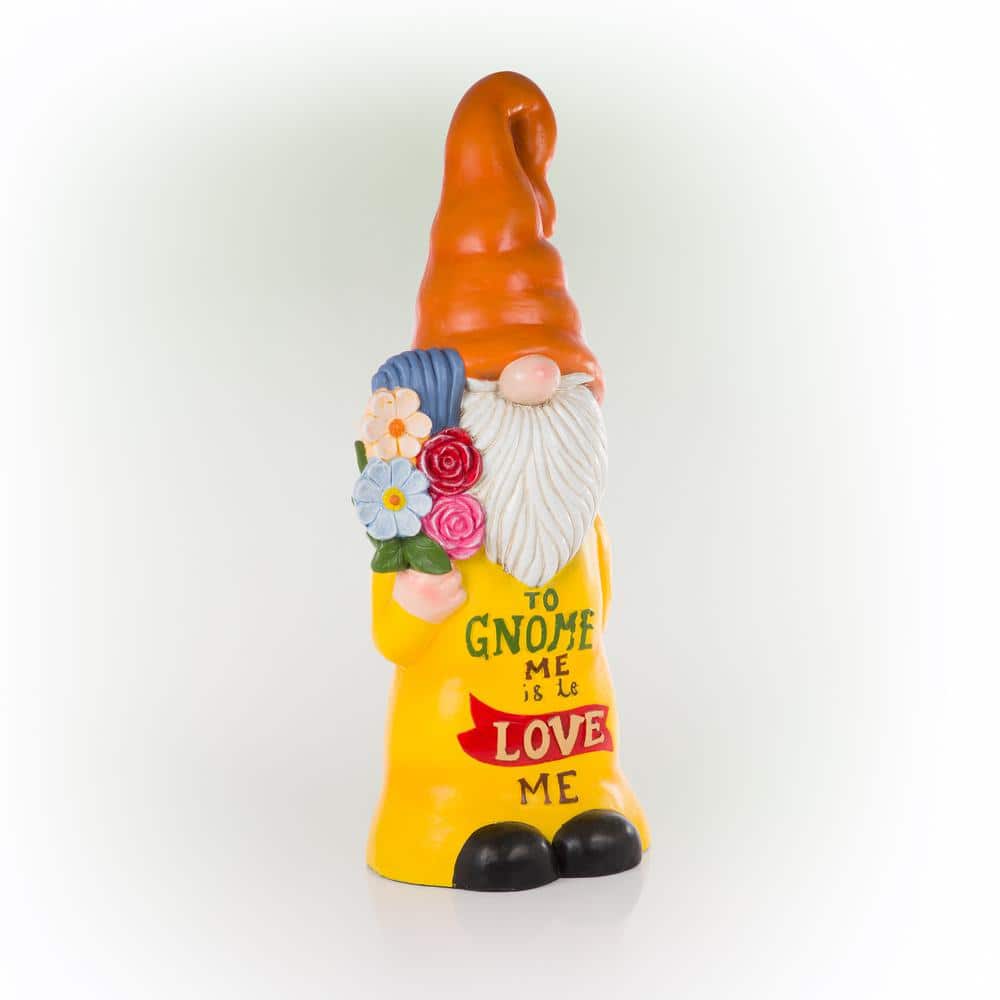 24" Multicolor Polyresin Garden Gnome with Flowers