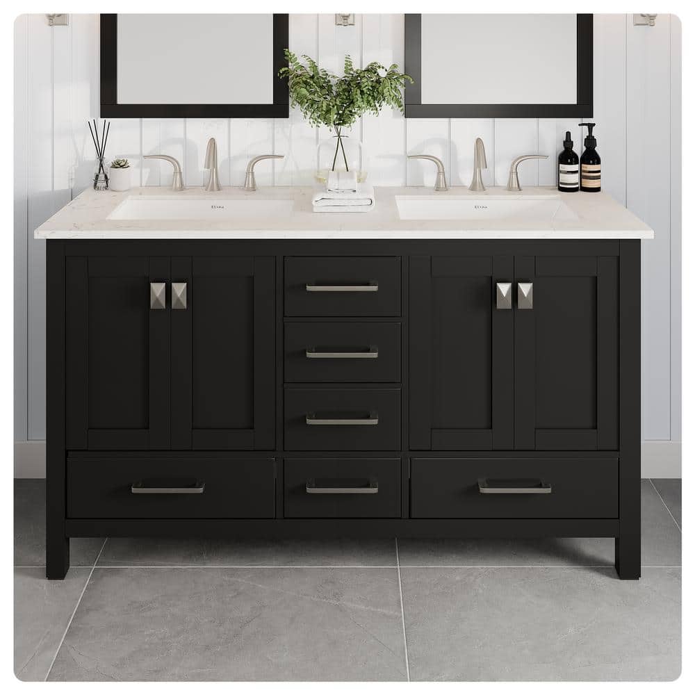 Aberdeen 60 in. Double Sink Espresso Bath Vanity with White Carrara Quartz Top (Assembled) price history on PriceWatchPro