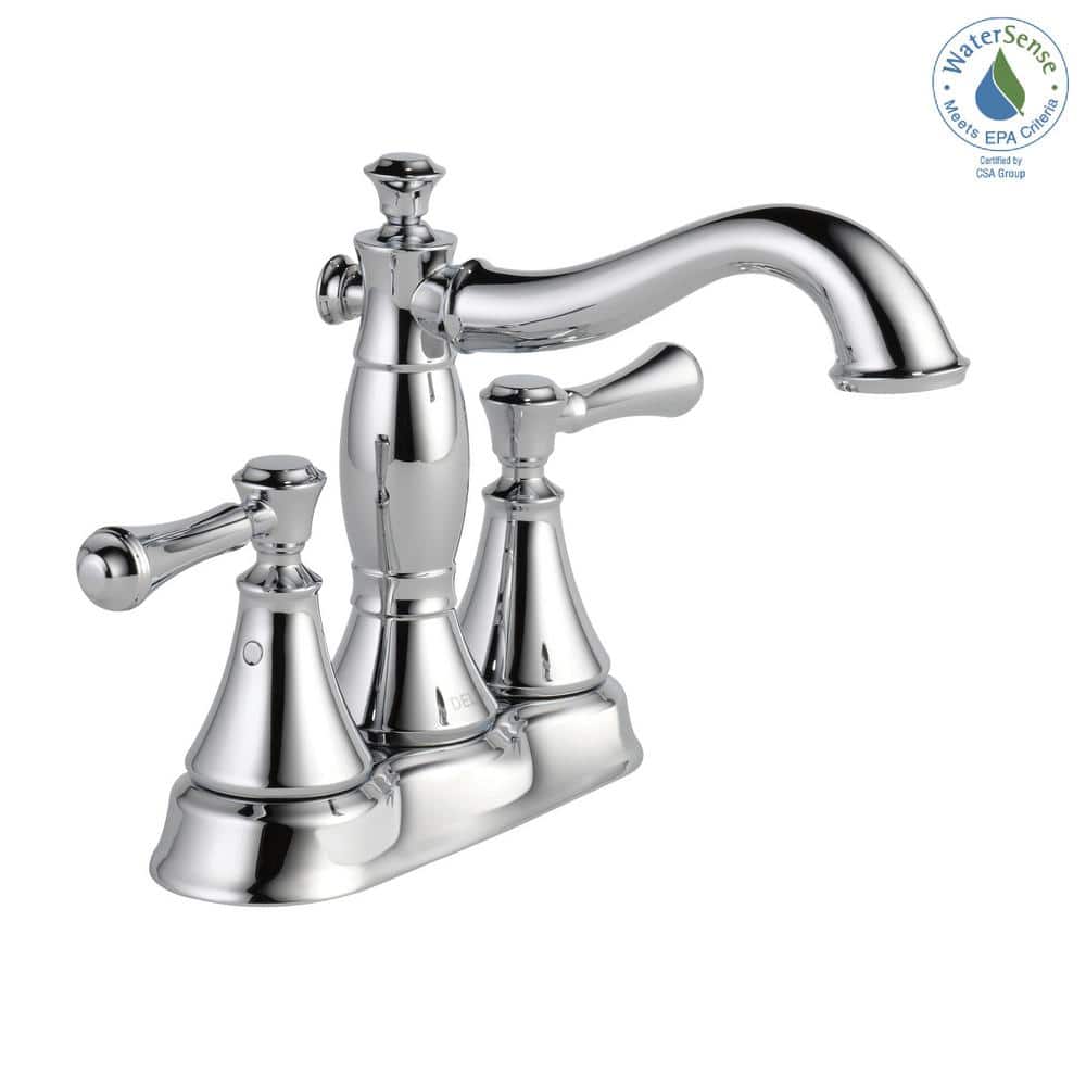 Elegant Classic Chrome Centerset Bathroom Faucet with Metal Handles