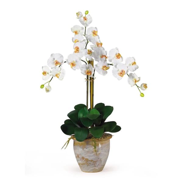 Nearly Natural 27 in. Artificial Triple Stem Phalaenopsis Silk Orchid Flower Arrangement