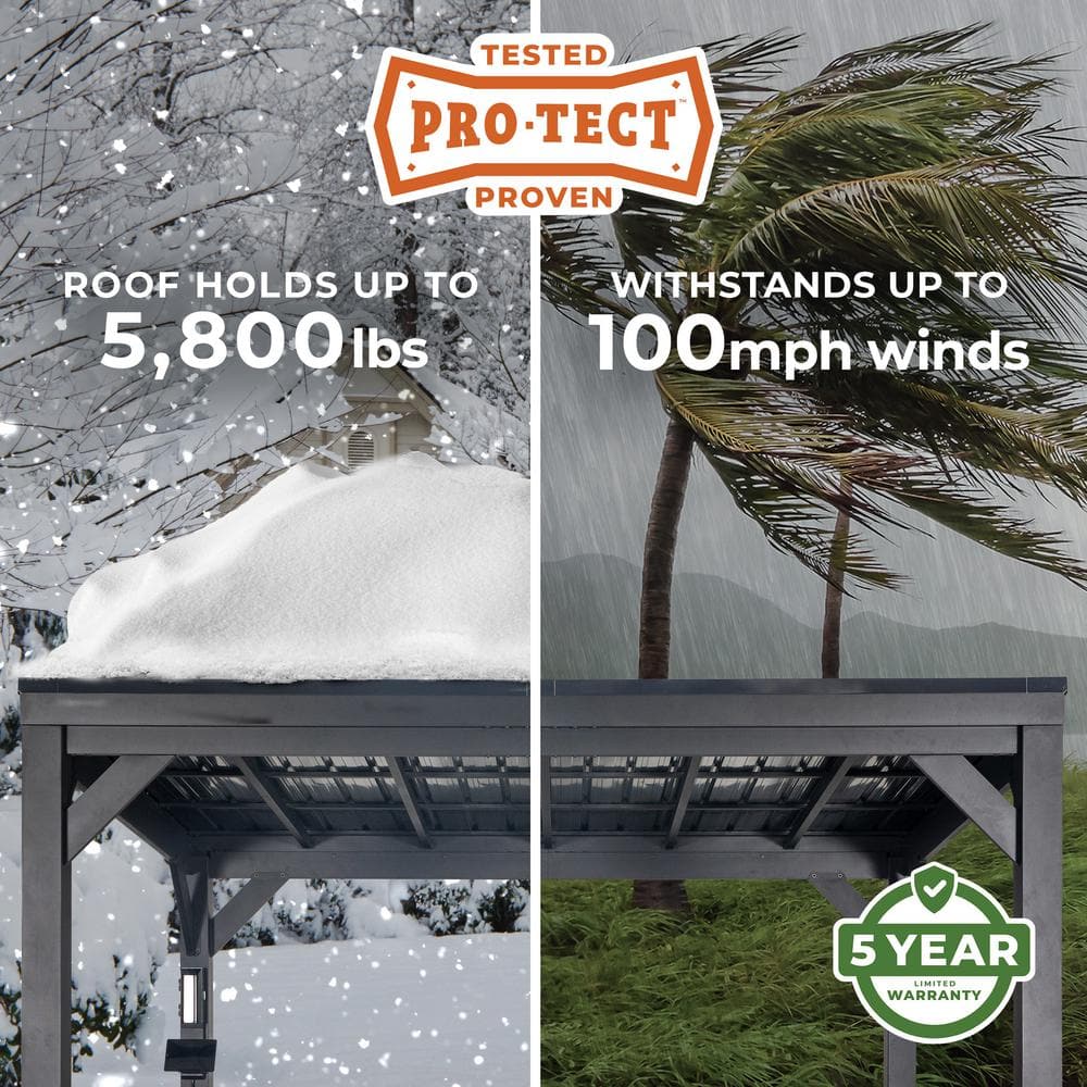 Stonebridge Matte Black Galvanized Steel Slope Roof Gazebo