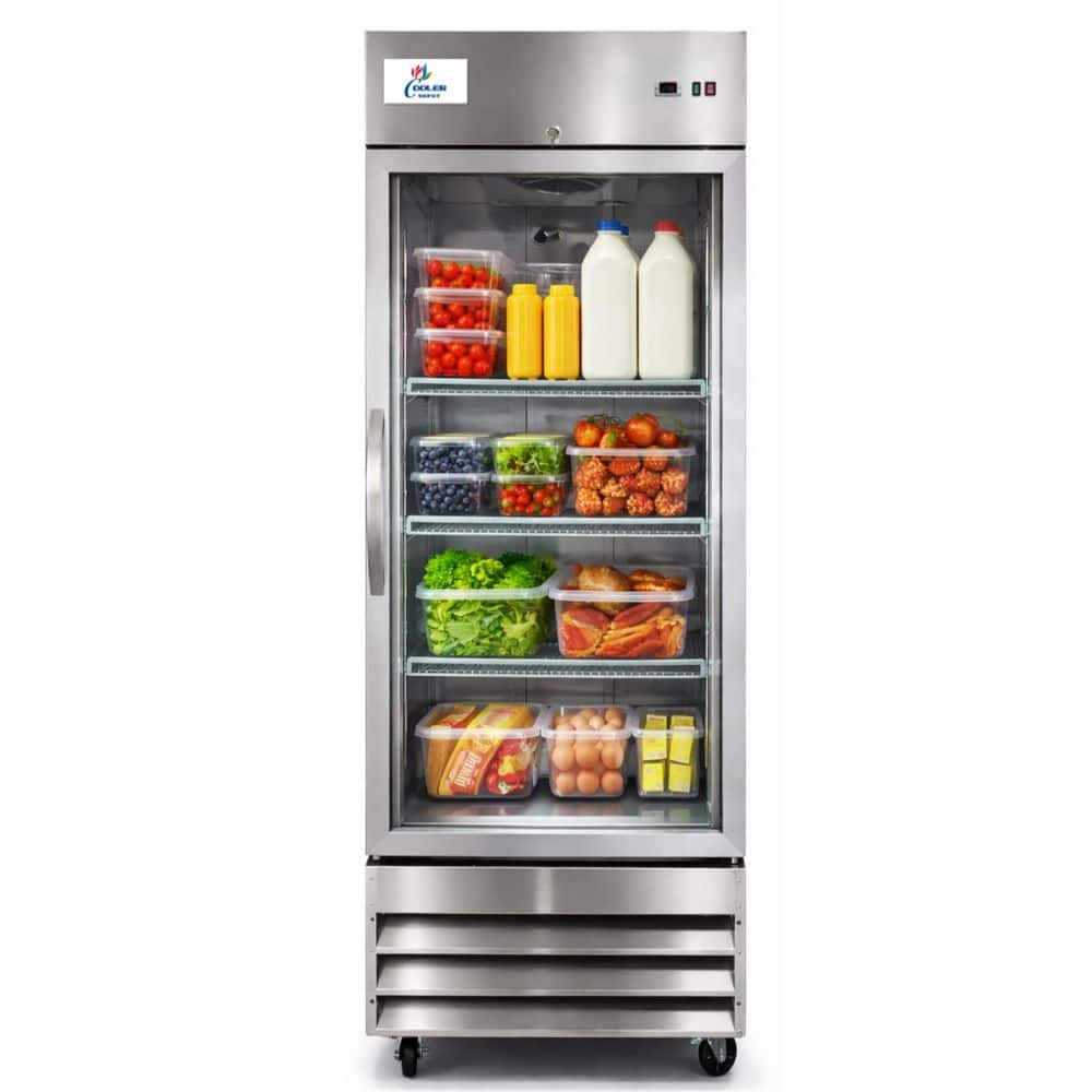 29 in. W 23 cu. ft. Single Glass Door Commercial Merchandiser Refrigerator in Stainless Steel