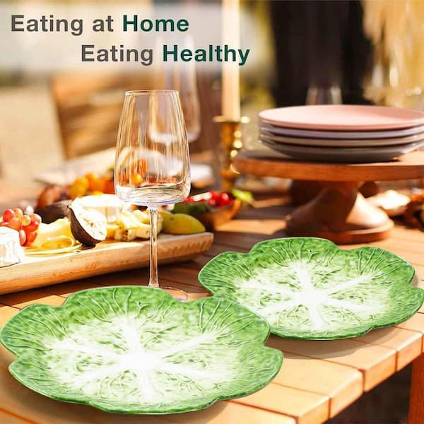 DISH// 生写真 JFVKAF Green Cabbage Texture Round Ceramic Salad Plate Porcelain