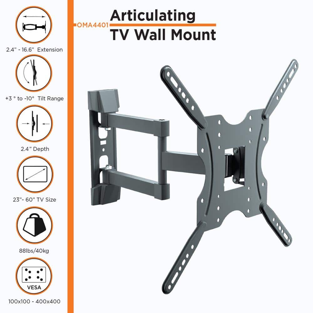 ProMounts Full Motion Black Steel TV Wall Mount for 23"-60" TVs