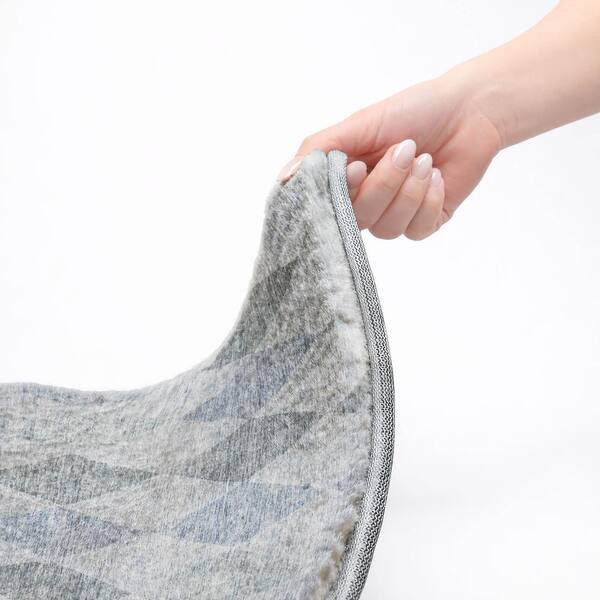 Dream Shag Premium Machine Washable Abstract ADS561 Denim 8 ft. x 8 ft. Round Rug