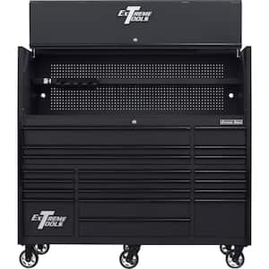 RX Series Professional 72 in. W Hutch 19-Drawer Roller Cabinet Combo, 150 lbs. Slides, Matte Black Black Drawer Pulls