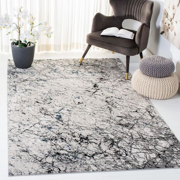 Invista 8 ft. x 10 ft. Ivory/Gray Abstract Marble Area Rug