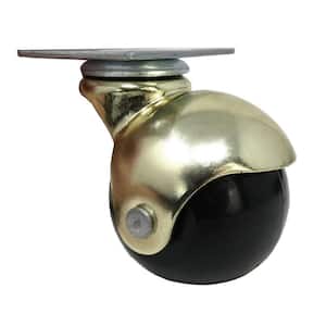 2 in. Black Rubber and Brass Hooded Ball Swivel Plate Caster with 80 lb. Load Rating