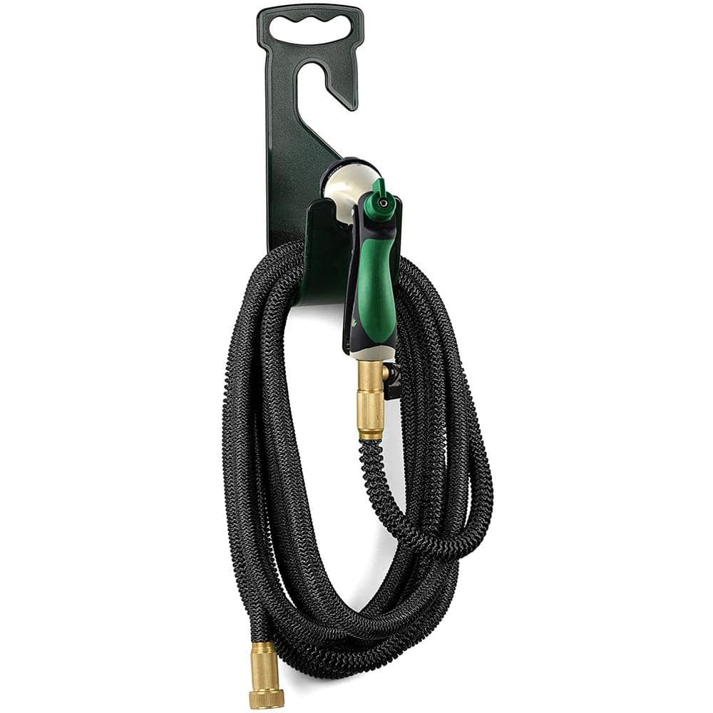 Black Wall Mounted Garden Hose Hook with Nozzle Holder