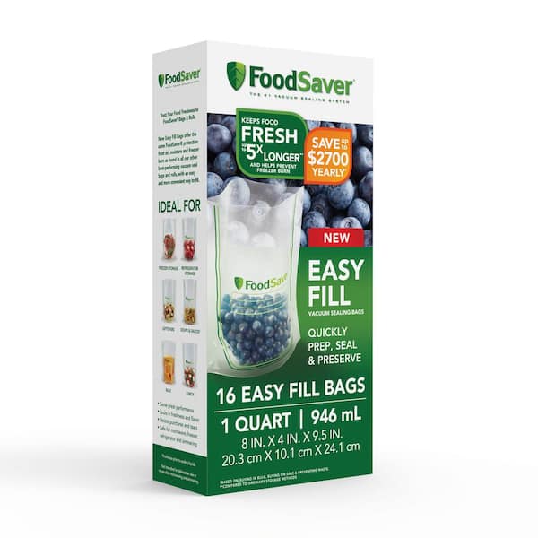 Foodsaver Easy Fill 1 Quart Vacuum Sealer Bags, 16 Count