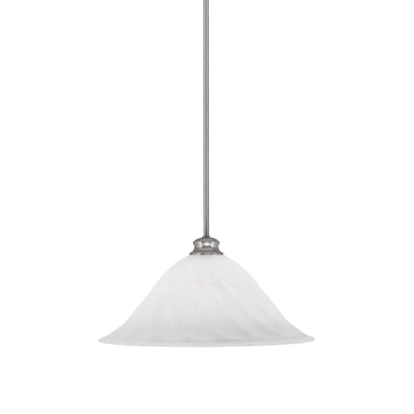 Unbranded Peabody 60-Watt 1-Light Brushed Nickel Shaded Mini Pendant Light with Glass Shade