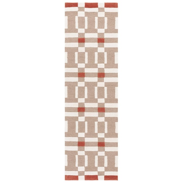 SAFAVIEH Genre 2 ft. x 8 ft. Ivory/Beige Abstract Geometric Striped Runner Rug