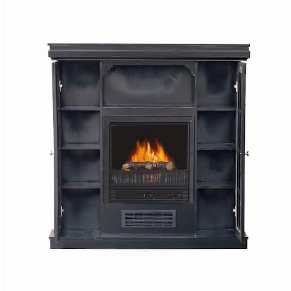 Stay-Warm 38 in. Electric Fireplace with 2-Door Storage in Black-DISCONTINUED