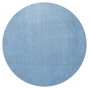 Haze Solid Low-Pile Classic Blue 5 ft. Round Area Rug