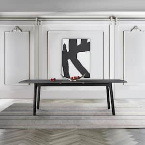 Holland Extendable 98 in. Rectangle Black Oak Wood Top Dining Table (Seats 8)