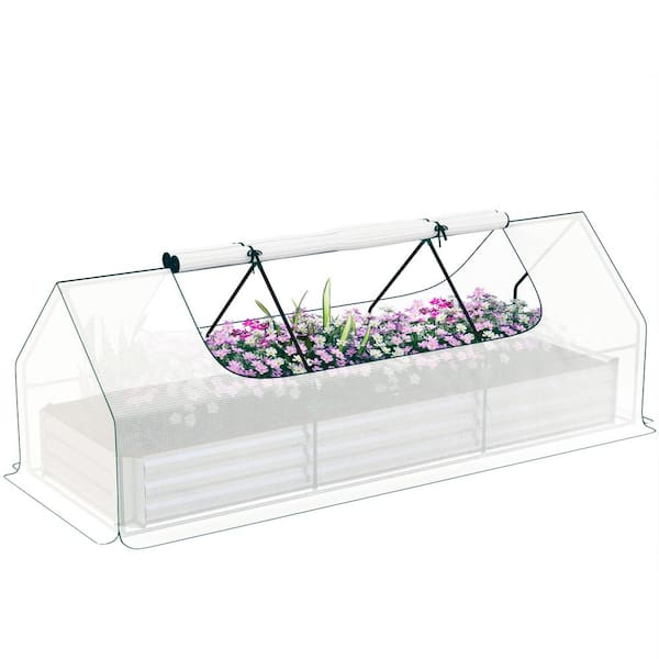 106.3 in. W x 35.4 in. D x 36.6 in. H Raised Garden Bed with Mini Greenhouse and Cover for Herbs and Vegetables, White