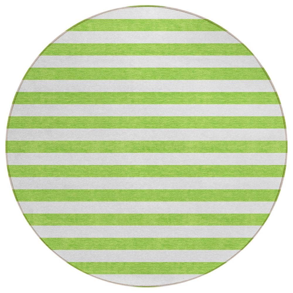 Green and White 8 ft. Round Woven Striped Polyester Round Indoor/Outdoor Area Rug price history on PriceWatchPro