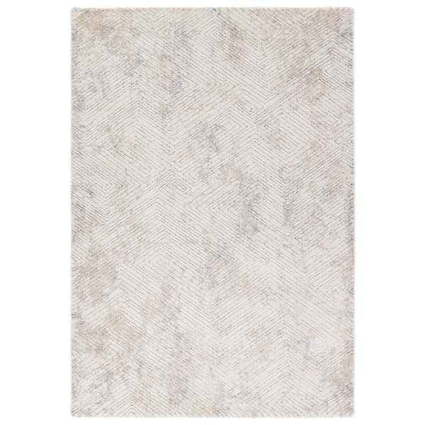 Natrix 5 ft. x 8 ft. Cream/Silver Geometric Area Rug