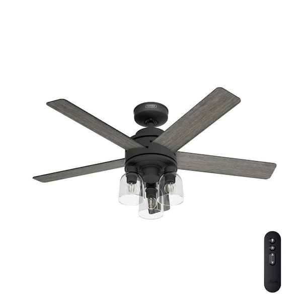 Hunter Lochemeade 52 in. Indoor Matte Black Standard Ceiling Fan with with LED and Remote Included