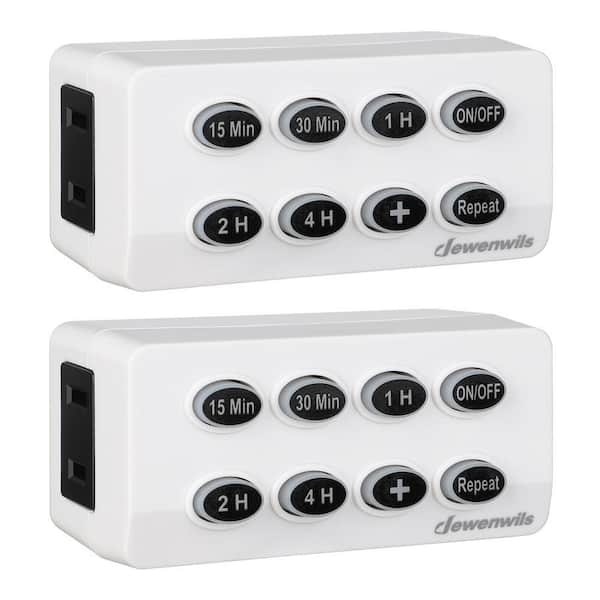 DEWENWILS Indoor Countdown Timer with Repeat Function and Lit Up Buttons, Auto Shut Off Timer Outlet, (2-Pack)