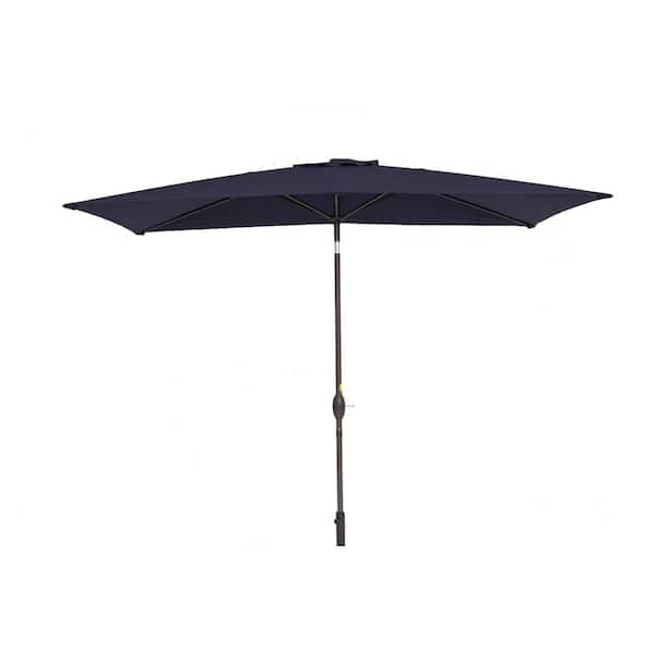 Unbranded 10 ft.x 7 ft. Rectangle Solution-Dyed Fabric Aluminum Market Patio Umbrella in Navy