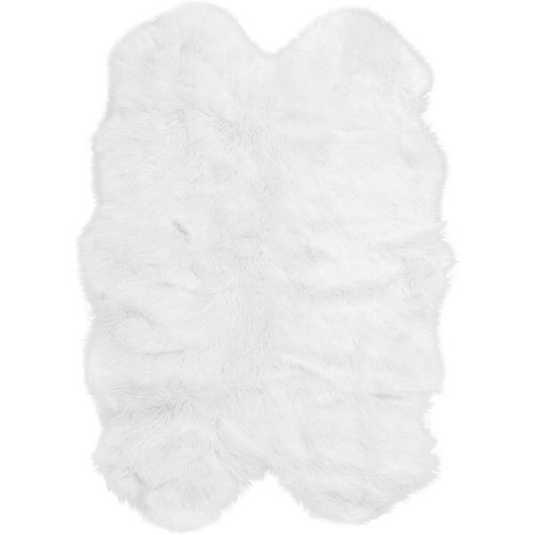 Latepis White 4 ft. x 6 ft. Sheepskin Faux Fur Furry Cozy Area Rug