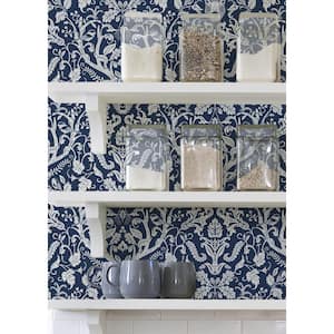 Blue Vinyl Peel & Stick Washable Wallpaper Roll (Covers 30.75 Sq. Ft.)