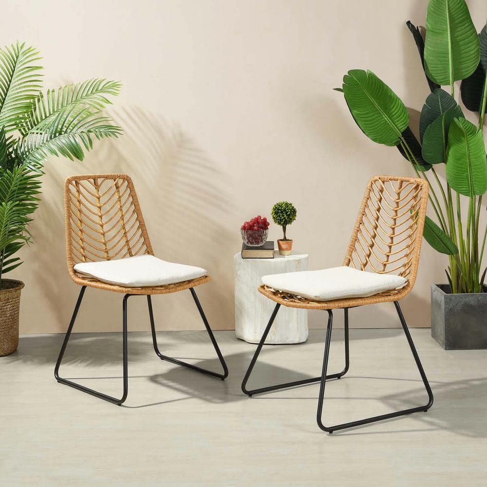 2-Pack Wicker Outdoor Dining Chair, Bar Chair Indoor-Outdoor Restaurant Arm