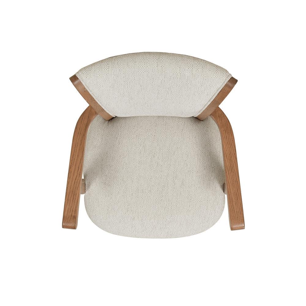 Williams 31'' White Leather Swivel Bar Stool with Oak Armrests