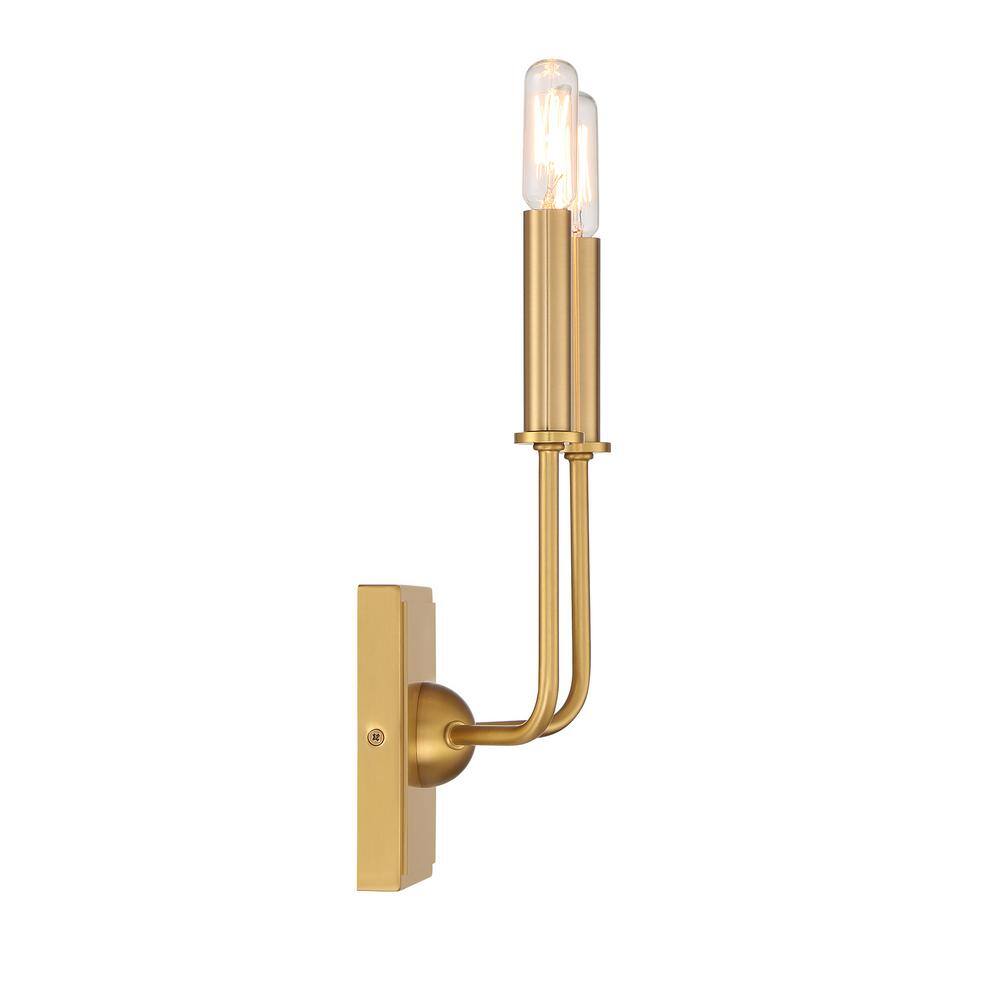 Warm Brass 2-Light Dimmable Wall Sconce