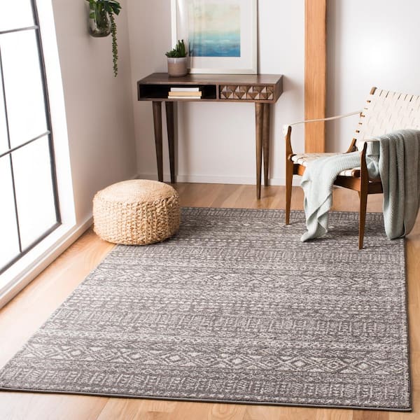 Tulum 3 ft. x 5 ft. Dark Gray/Ivory Geometric Tribal Diamond Area Rug