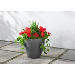 16 in. Osborn Large Gray Plastic Planter (16 in. D x 14 in. H) with Drainage Hole