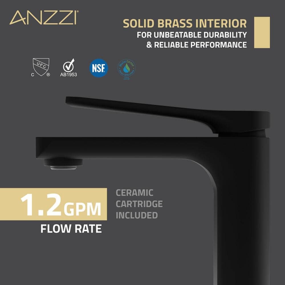 Matte Black and Chrome Single Handle Bathroom Faucet