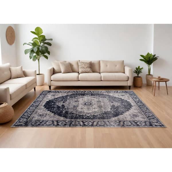 7 ft. x 10 ft. Black and Gray Oriental Area Rug