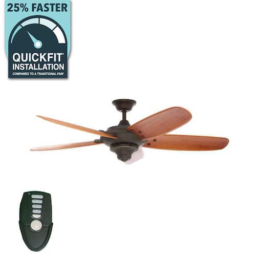 Altura 56 in. Indoor Oil-Rubbed Bronze Ceiling Fan with Downrod, Remote and Reversible Motor; Light Kit Adaptable Lighting