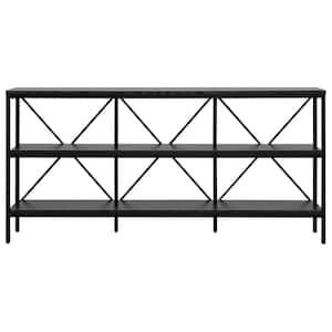 Kira 64 in. Blackened Bronze and Black Grain Steel and MDF Rectangular Console Table
