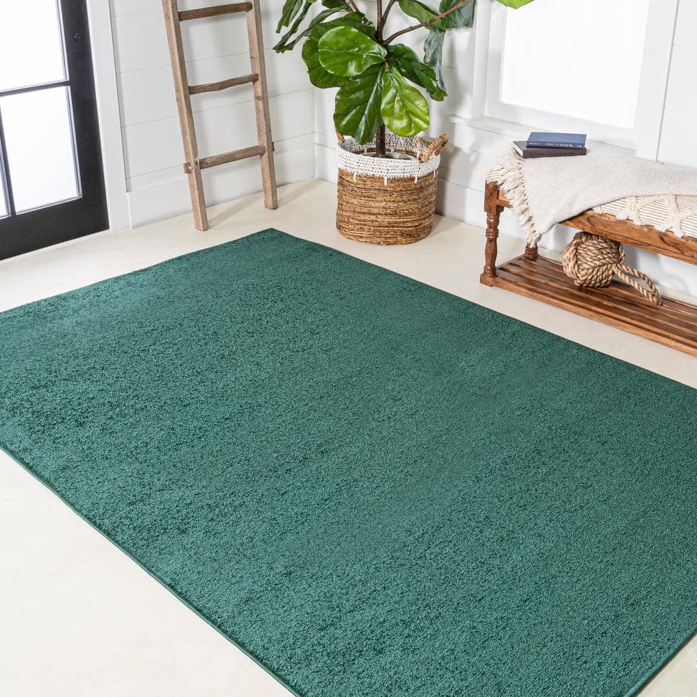 Emerald Green Synthetic Reversible Low-Pile Area Rug