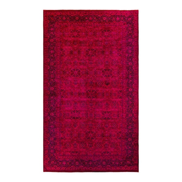 Overdyed Pink 8 ft. x 14 ft. Solid Wool Indoor Area Rug