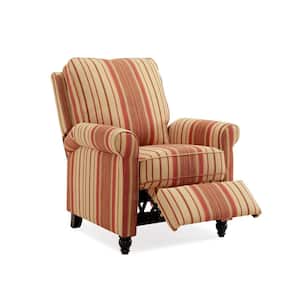 Red Stripe Woven Fabric Push Back Recliner Chair