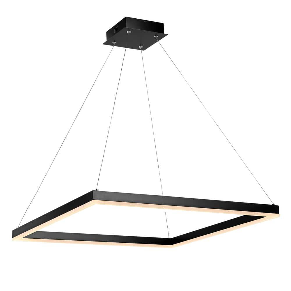 Nero 23.63" Black Aluminum LED Square Pendant Light