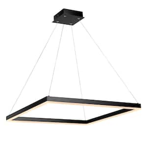 Nero 23.63 in. Square Contemporary Modern Metal Integrated LED Black Pendant Light