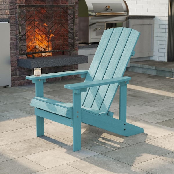Turquoise Weather Resistant HIPS Plastic Adirondack Chair for Outdoors (1-Pack)
