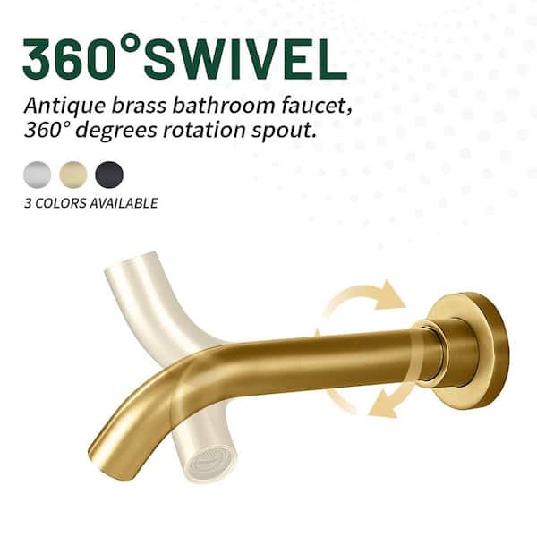 Single-Handle Rectangular Wall Mounted Bathroom Faucet or Bathtub in Brushed Gold