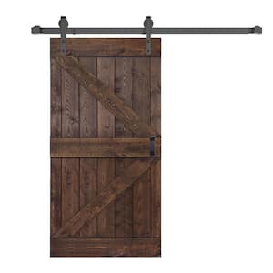 K Style 42 in. x 84 in. Kona Coffee Finished Soild Wood Sliding Barn Door with Hardware Kit - Assembly Needed