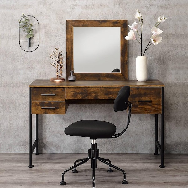 Acme Furniture Juvanth Rustic Oak And, Rustic Vanity Table With Mirror