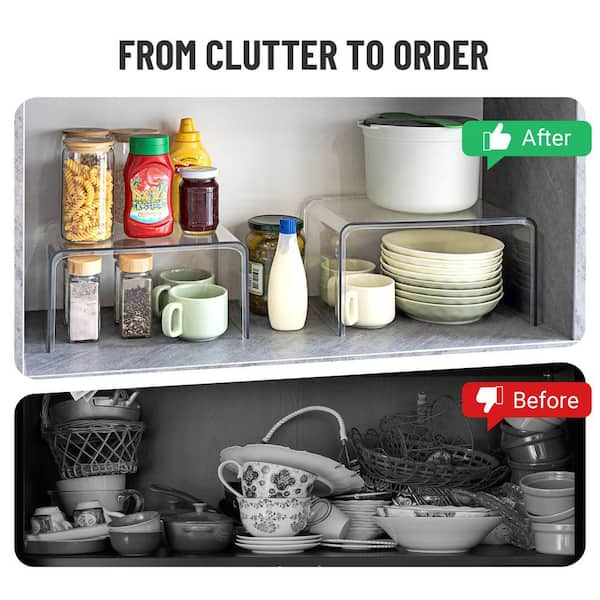 Clear Cabinet Organizer Shelf Organizer (Set of 2) for Kitchen Pantry Organizers and Storage Patented Spice Organization
