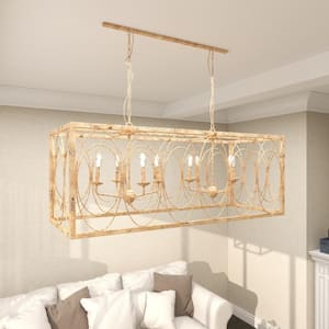 40-Watt Integrated LED Gold Metal 8 Light Chandelier with Link Style Chain