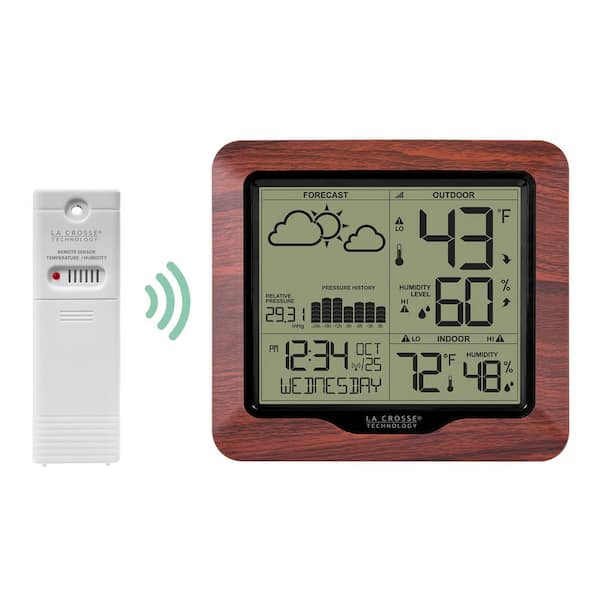 La Crosse Technology® Battery-Powered LCD Wireless 2-Piece Digital Weather  Thermometer Station with Hygrometer and Calendar