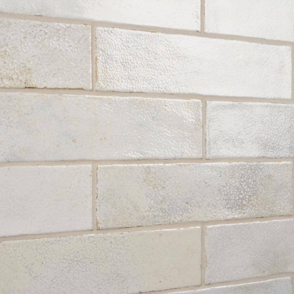 Mandalay White Polished Ceramic Subway Wall Tile 11.81 x 2.95 in